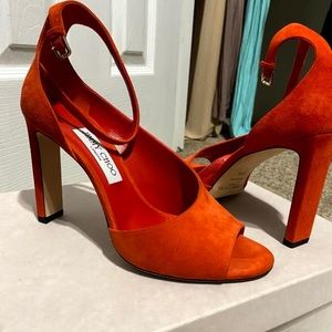 Jimmy Choo Theresa’s. Orange suede.
